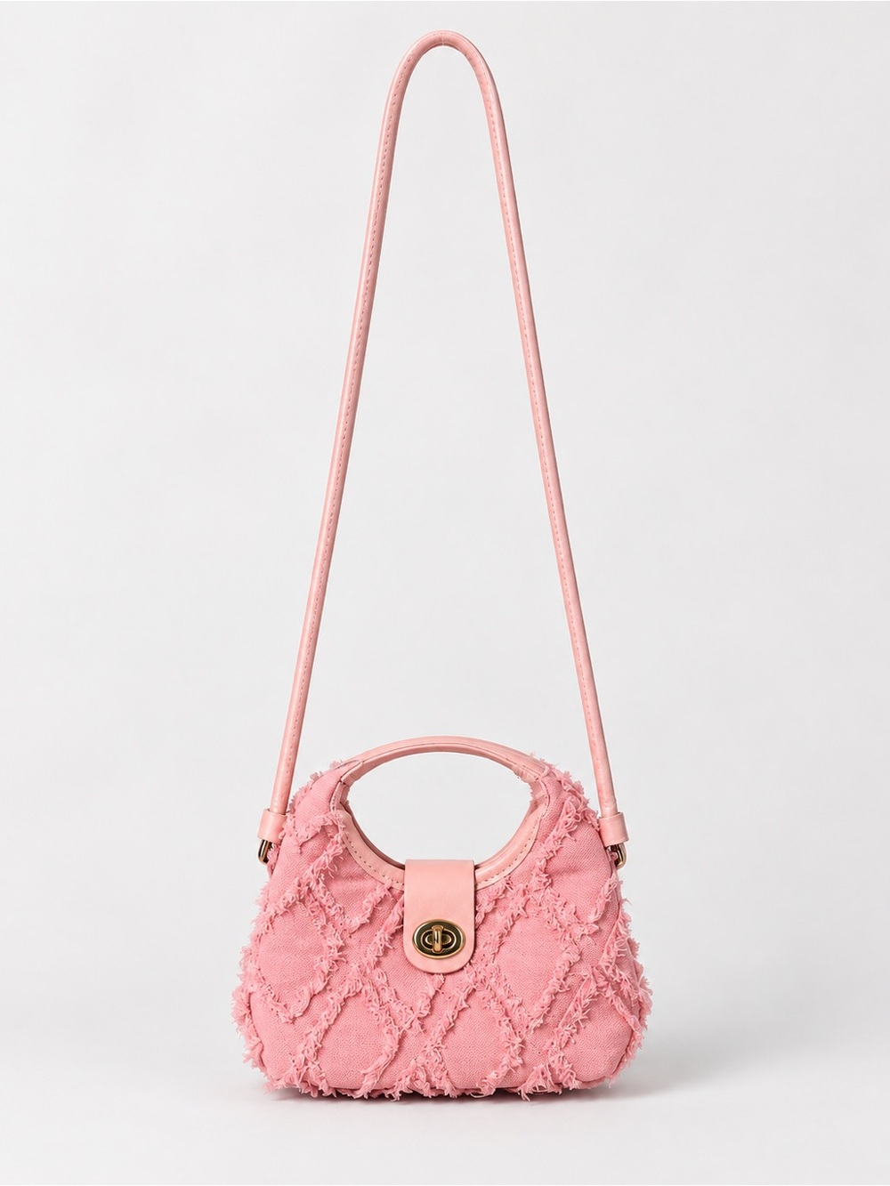 SHEIN Pink Textured Fringe Crossbody Bag